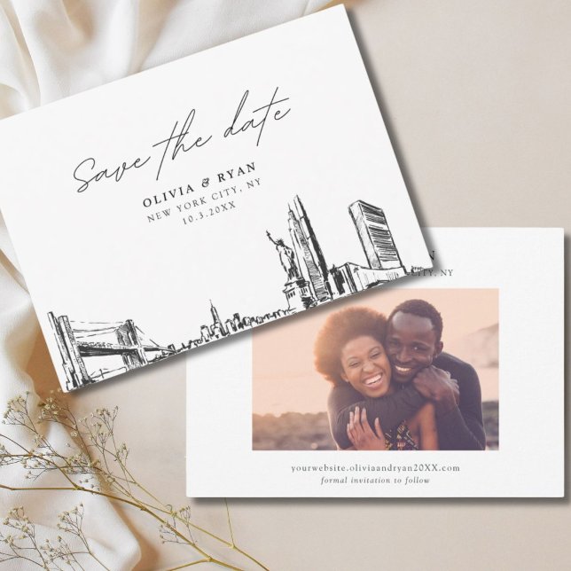 Convites Nova Iorque Wedding Salve o Moderno de Data (New York City Wedding Save the Date Modern Invitation
)