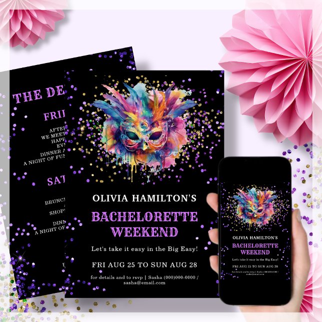 Convites Nova Orleans | Bachelorette - Fim de semana inicia (Criador carregado)