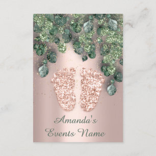 Convites Nova pintura de Rosa BABY CHÁ FEET GLITTER