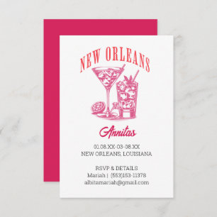 Convites nova soleira orleans retro-rosa