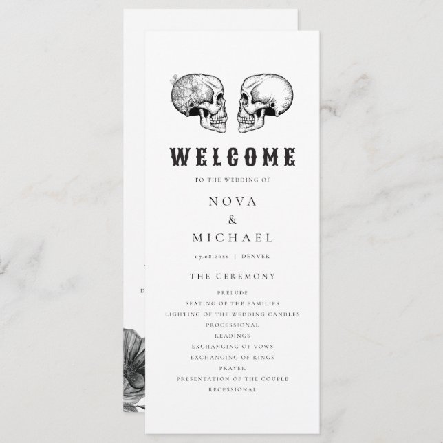 Convites NOVA Til Death Gothic Skull (Frente/Verso)