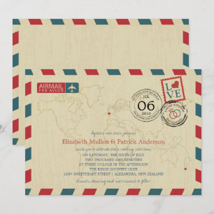 Convites Nova Zelândia / UK Antiguidade Airmail   Casamento