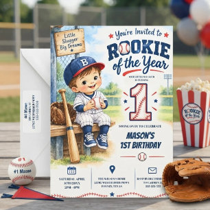 Convites Novato do Ano 1º Menino Beisebol Aniversário
