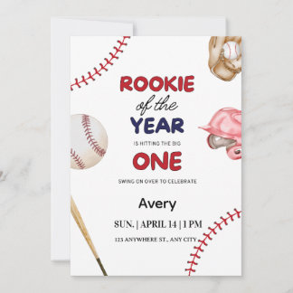 Convites Novato do Ano Beisebol 1º Aniversário 