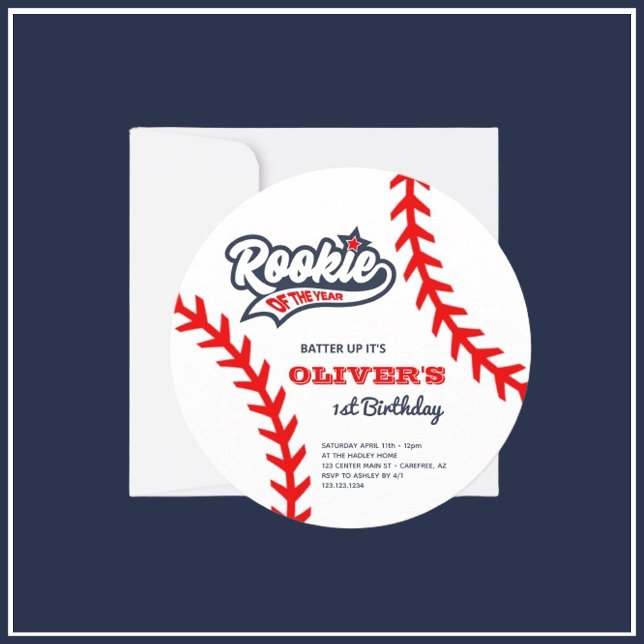 Convites Novato do Ano Beisebol 1º Aniversário (Criador carregado)