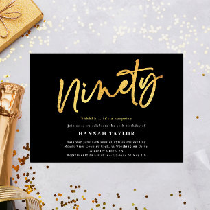Convites Nove Black Dourado 90, Aniversário