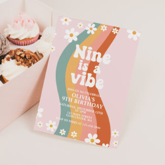 Convites Nove é um arco-íris de margarida Vibe, 9º aniversá