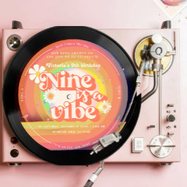 Convites Nove é um Vibe Groovy Retro Vinyl Rainbow Daisy