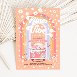 Convites Nove é Vibe Daisy Groovy Van 9º Aniversário