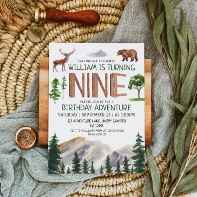 Convites Nove Explorer Boy Birthday (Criador carregado)