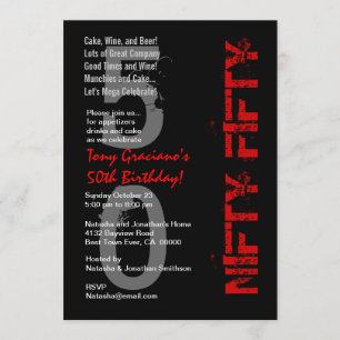 Convites Noventa e cinquenta - 50º Aniversário Vermelho Bra