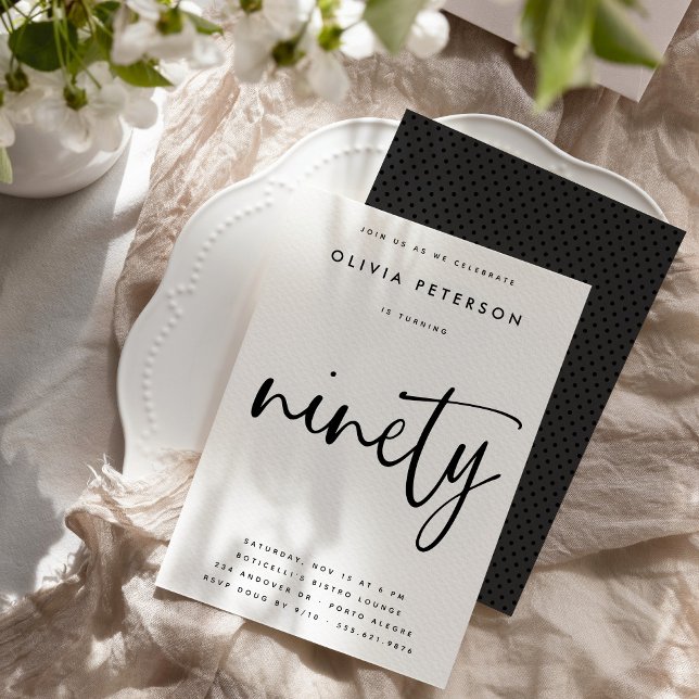 Convites Noventa | Tipografia moderna da Festa de aniversár (Criador carregado)