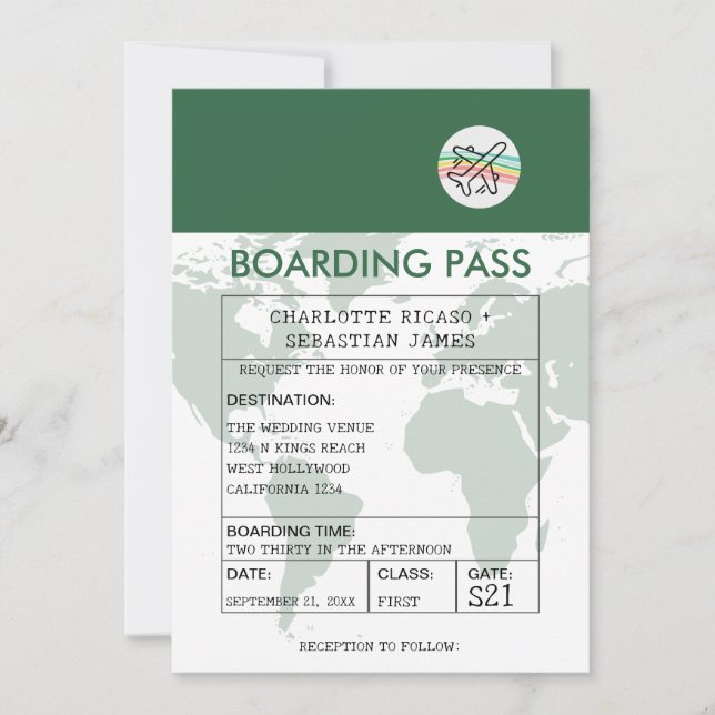 Convites Novidade na Passagem de Viagem de Casamento (Frente)