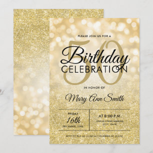 Convites NOVO! 50ª Luzes Douradas de Aniversário do Elega