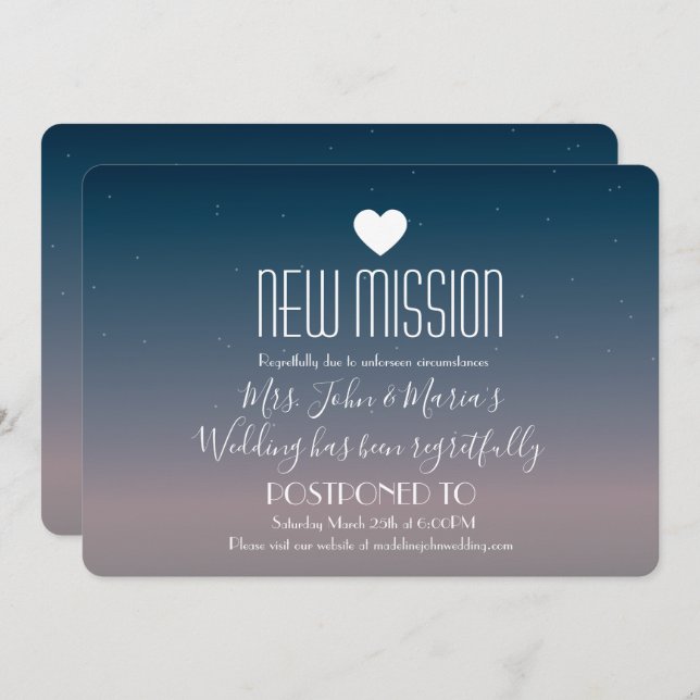 Convites Novo Adiamento de Missão do Dreamy Sky (Frente/Verso)