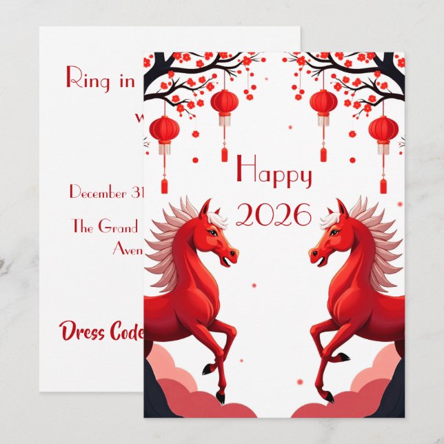 Convites Novo ano chinês 2026 (Frente/Verso)