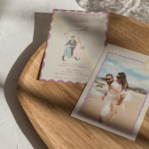 Convites Novo Arte Desenhado Vintage Fotografia Casamento à