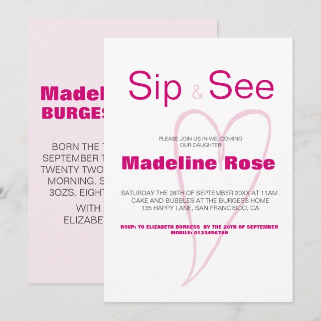 Convites Novo Baby Sip e veja com estatísticas (Frente/Verso)