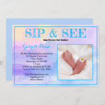 Novo bebê em Blue "Sip and See" - Festa personaliz