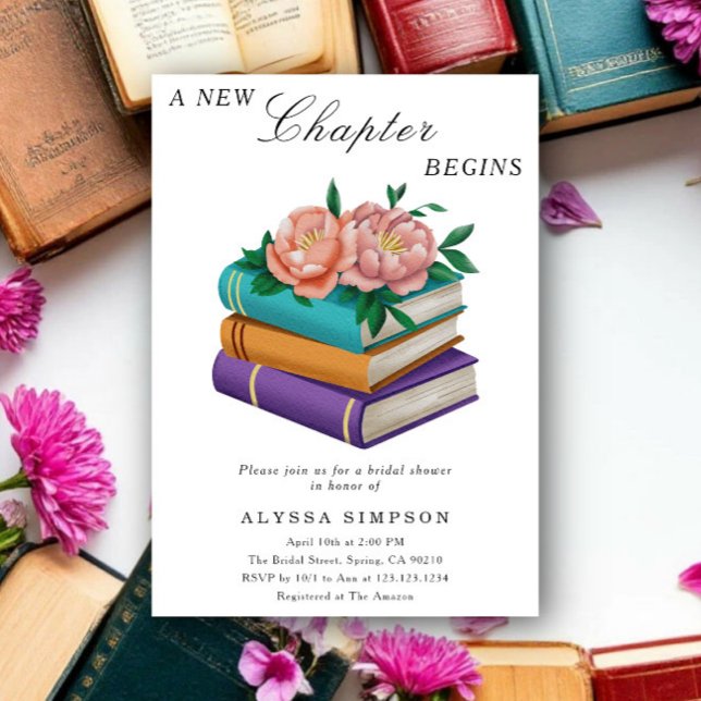 Convites Novo Capítulo Começa Chuveiro Nupcial Floral (Criador carregado)