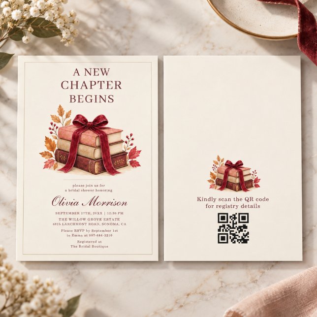 Convites Novo Capítulo Começa Código QR Chuveiro de Noiva d (Criador carregado)