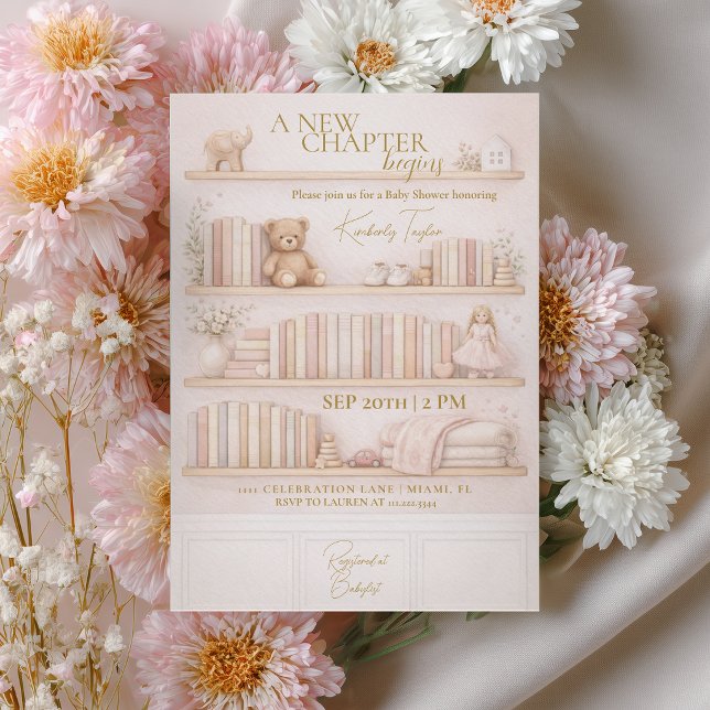 Convites Novo Capítulo Começa Conto de Fadas Rosa Menina Ch (Criador carregado)