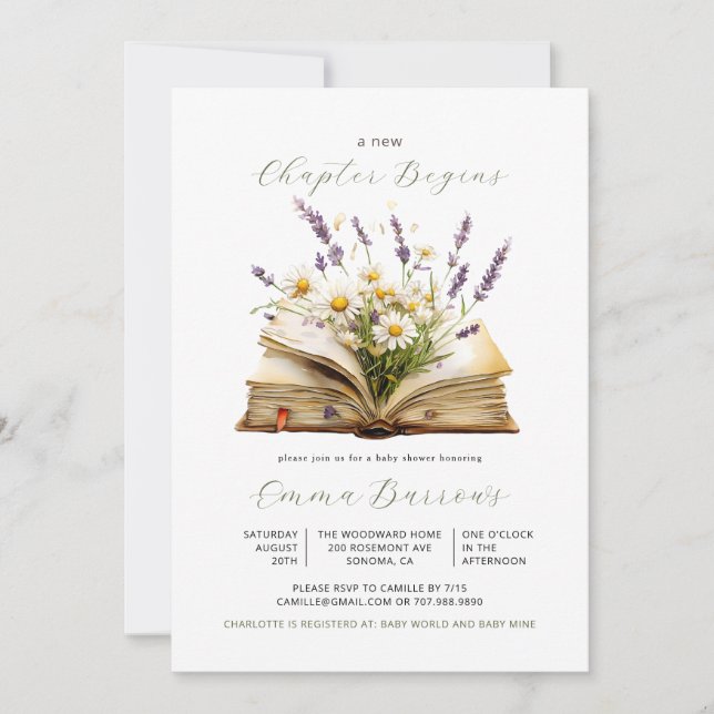 Convites Novo Capítulo Começa Livro Flores Silvestres Chás  (Frente)
