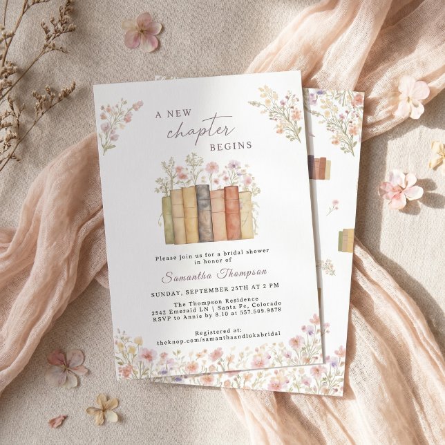 Convites Novo Capítulo Começa Livros Florais Vintage (Criador carregado)