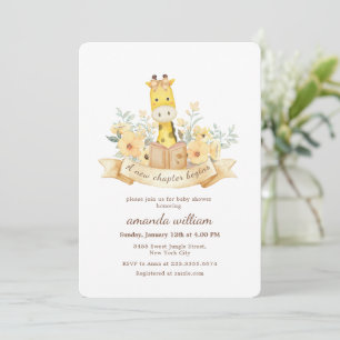 Convites Novo Capítulo Começa Safari Girafa Baby Shower