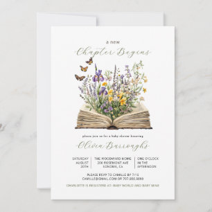 Convites Novo capítulo inicia Chá de fraldas de flores silv