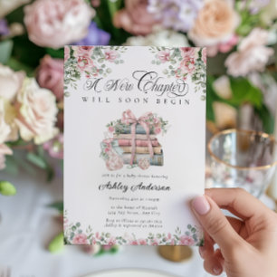 Convites Novo capítulo Iniciar Chá de fraldas Floral do Liv