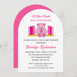 Convites Novo Chá de fraldas de Storey de Urso Rosa