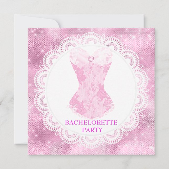 CONVITES NOVO CORSETE ROSA BRILHANTE LACE BONITO ELEGANTE (Frente)