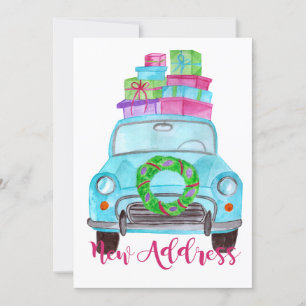 Convites Novo endereço Classic Christmas Car
