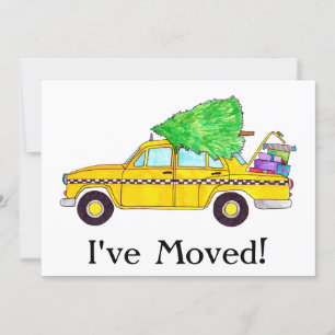 Convites Novo endereço Presentes de Natal de táxi amarelo