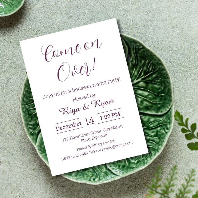 Convites Novo lar Moderno Elegante Púrpura (funny housewarming invitation for new home housewarming party modern elegant purple open house)