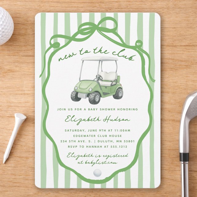 Convites Novo no Clube Chá de Bebê de Golfe (New to the Club Golf Baby Shower Invitation)