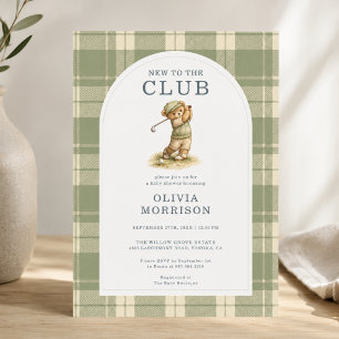 Convites Novo No Clube Chá de Bebê Xadrez de Urso de Golfe