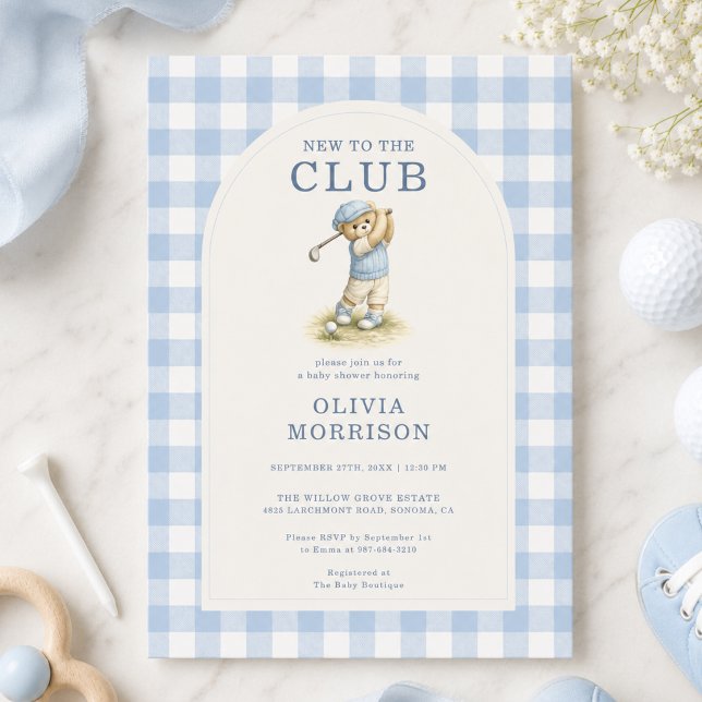 Convites Novo no Clube de Golfe Urso Azul Churrasco de Bebê (Criador carregado)