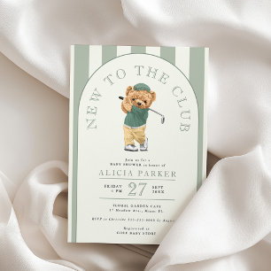 Convites Novo no clube de golfe urso sage verde baby shower