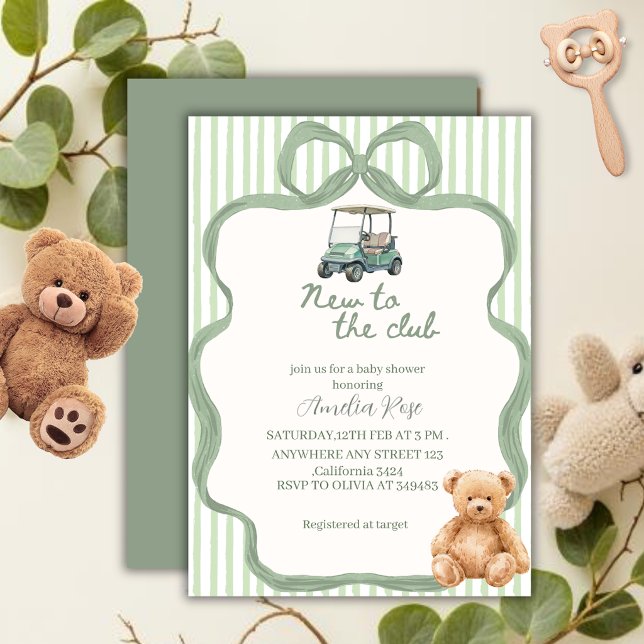 Convites Novo no Clube Preppy Bow Baby Shower (Criador carregado)
