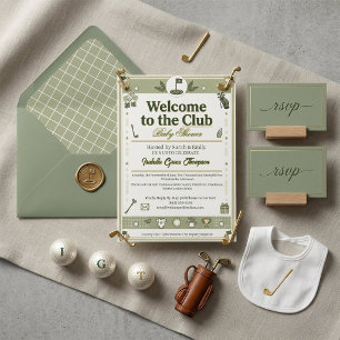 Convites Novo no Preppy Sage Green Country Club de Golfe