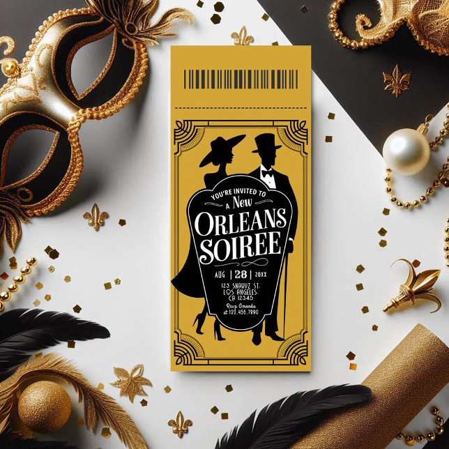 Convites Novo Orleans Soirée Ticket Style (New Orleans Soirée Ticket Style Invitation)