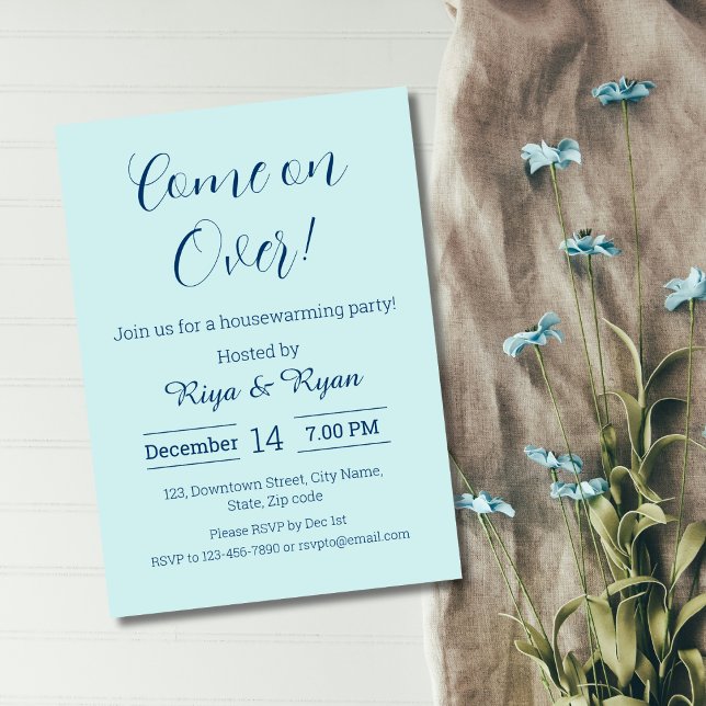 Convites Novo Partido Elegante Aqua Familiar Moderno do Lar (blue elegant funny housewarming party invitation for new house moving announcement change of address)
