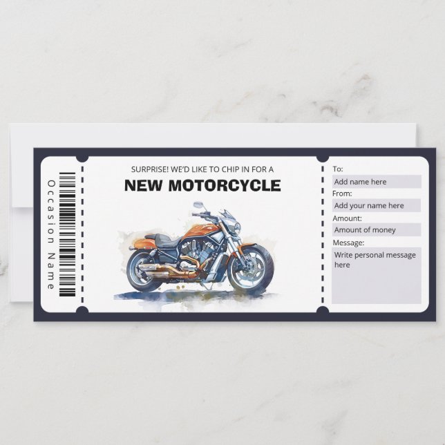 Convites Novo Voucher de Presente de Motocicleta Editável (Frente)