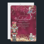 Convites Noz-cracker Winter Wonderland Christmas no Burgund<br><div class="desc">Este convite encantador de festas de férias apresenta um tema do Nutcracker Winter Wonderland. O fundo é burgundy com luzes cintilantes e flocos de neve. Uma bela bailarina Snow Queen ou Sugar Plum Fairy aparece no topo direito com o Nutcracker no fundo à esquerda e o Rei do Mouse no...</div>