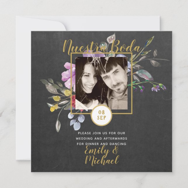 Convites Nuestra Boda Invitação - FOTO Casamento Púrpura 2 (Frente)