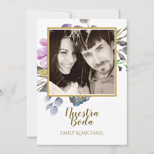 Convites Nuestra Boda Invitación - FOTO Casamento Roxo (Frente)