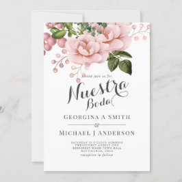 Convites Nuestra Boda Invitência - Buquê de Rosas Rosa Esbr