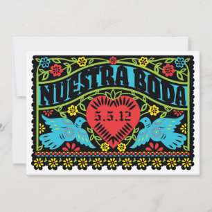 Convites Nuestra Boda Lovebird Papel Picado Banner